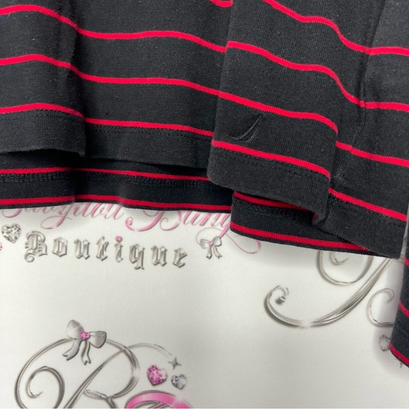 Nautica sweater toggle buttons black and red striped collared pull over hoodie - Picture 4 of 6